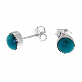 Puces d'oreilles Argent Turquoise Reconstituée Ronde 6mm