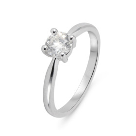 Solitaire Or Blanc 750 Diamant 0.60 carat. Pierre ronde de 5.4mm de diamètre. Poids Diamant : 0,64 carat - Couleur : L - P...