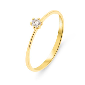 Solitaire Or Jaune 750 Diamant 0.10 carat