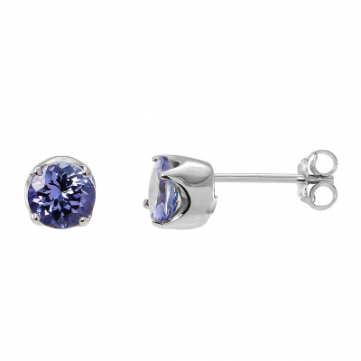 Boucles d'oreilles Or blanc 375 Tanzanite Ronde 6mm