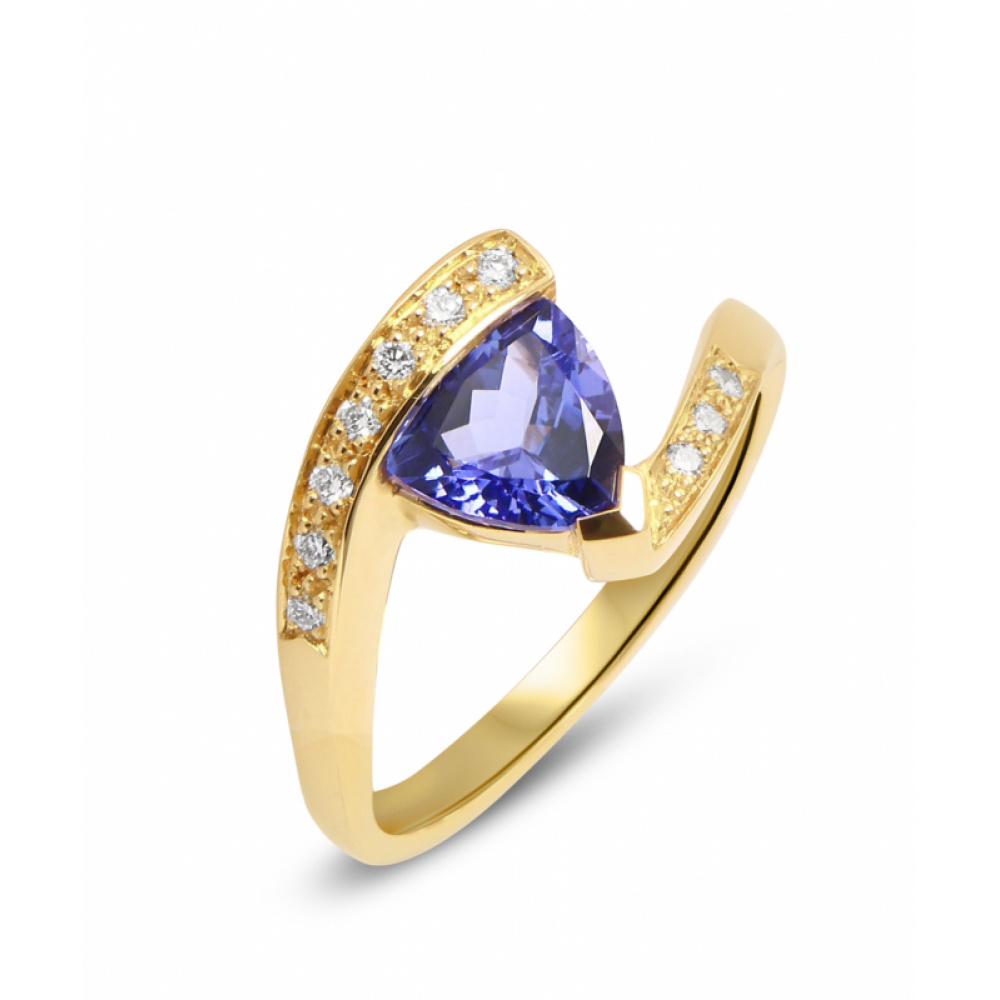 Bague Tanzanite Or Jaune Et Diamants Ref. 29872