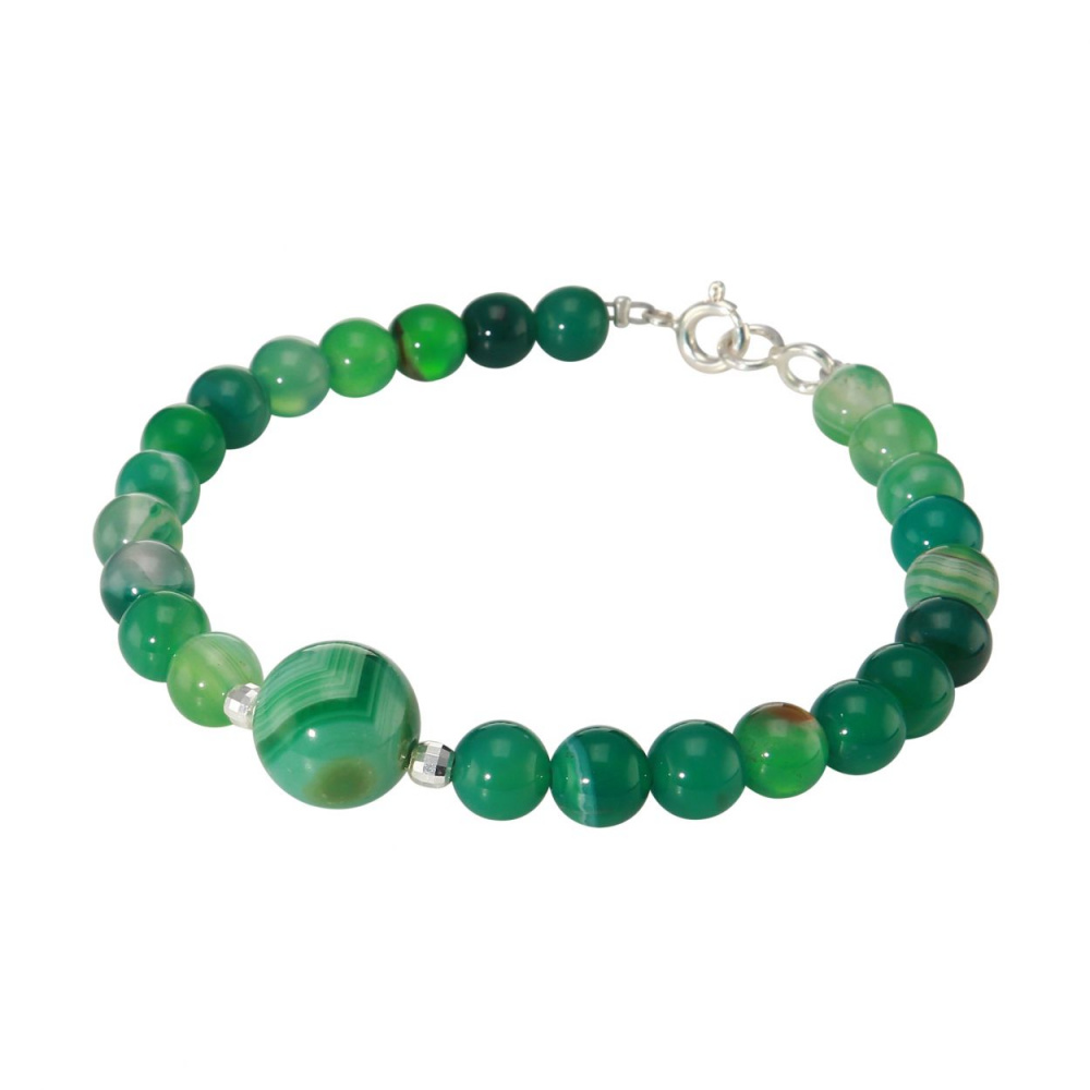 Bracelet en perles d'agate verte 10mm