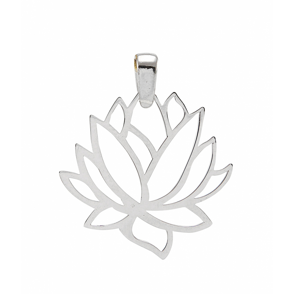 Pendentif Argent Rhodié Fleur De Lotus Ref 48838 Bijouterie Trabbia Vuillermoz